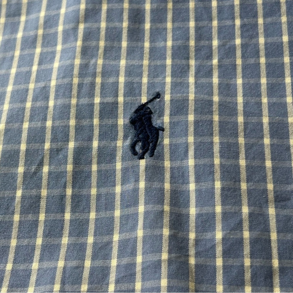 POLO Ralph Lauren Button Down Shirt Men's Blake Blue White Gingham Check Size XL - Picture 5 of 7